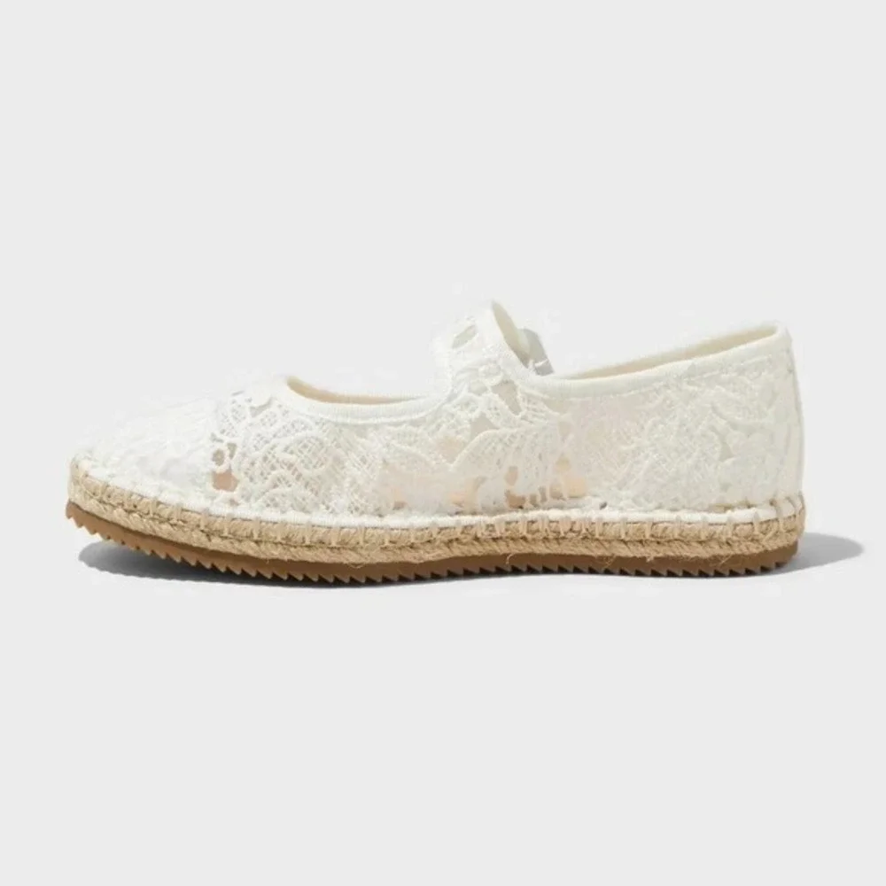 Little Girl Espadrille Flats Art Class Madeline Lace White 1 New‎ With Tags